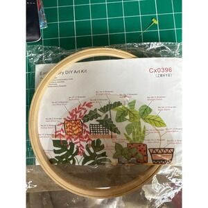 Embroidery DIY Art Kit Cx0396 Plant Garden Needlepoint Starter Set with Hoop